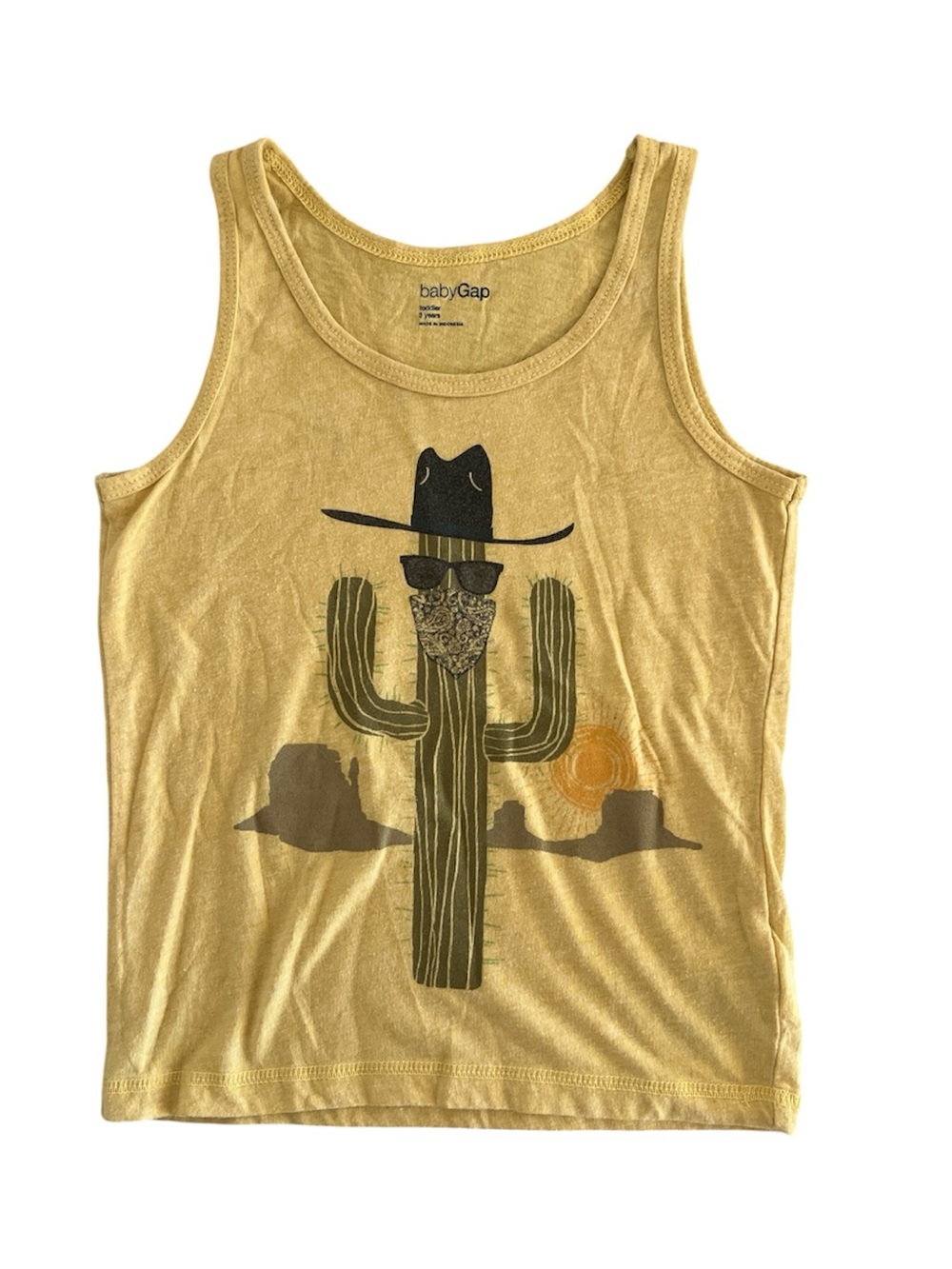 GAP Boys' Yellow Cactus Graphic Tank Top Size 3 Years